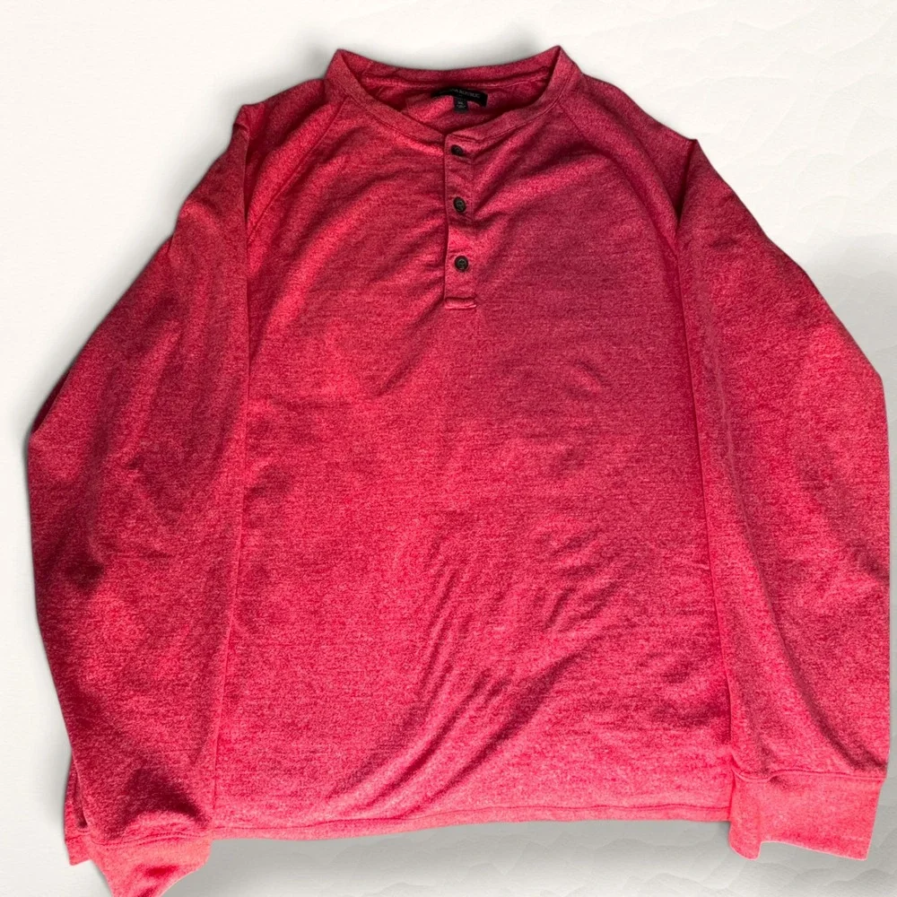 Banana Republic Henley Shirt Mens XL Red Casual Cozy Jersey